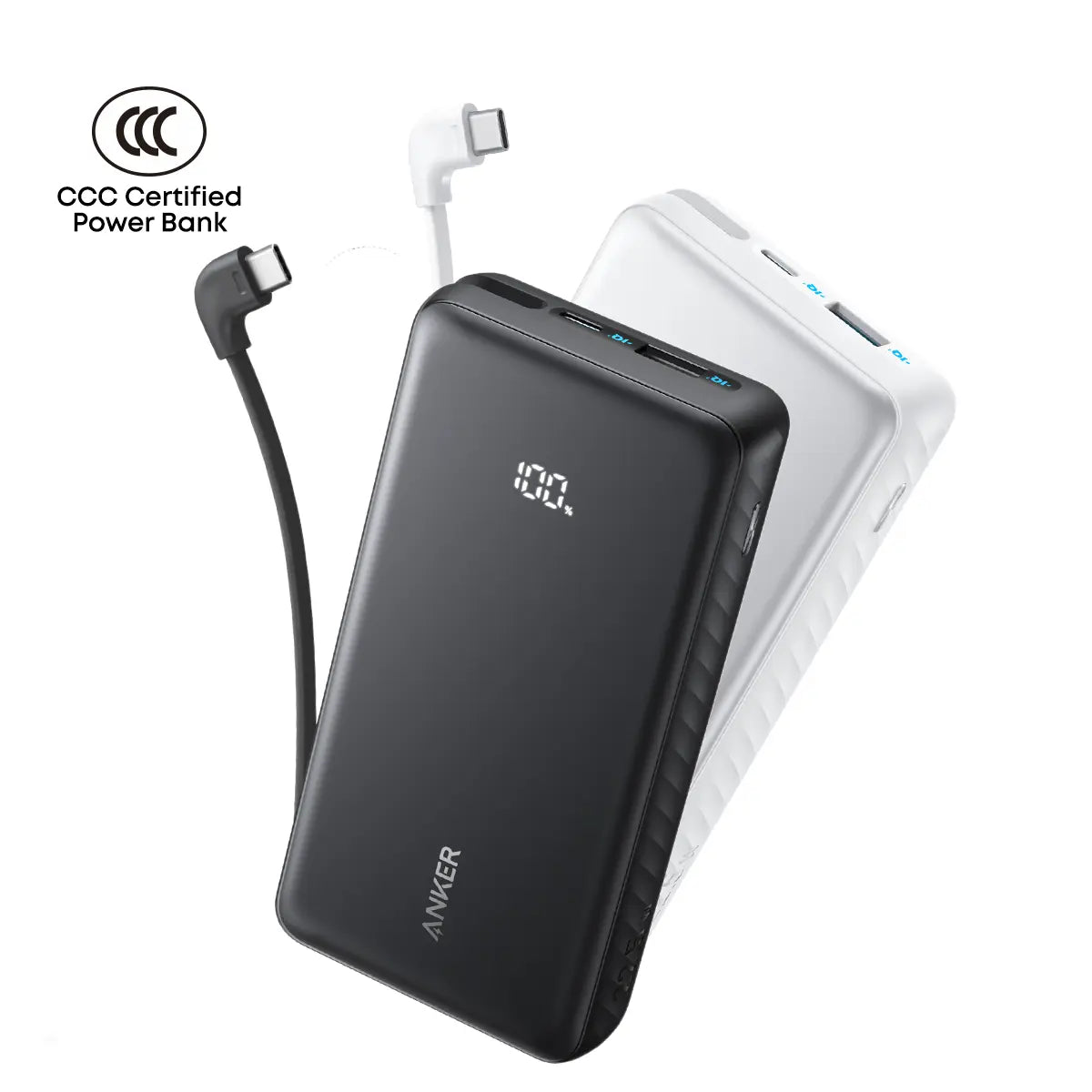Anker Zolo Power Bank (20K, 22.5W, Built-In USB-C Cable) A110E