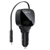 ACEFAST B17 95W Fast Charge Car Charger 2xUSB-C + USB-A Multi-Port with Built-in Retractable USB-C Cable LED Display - Black