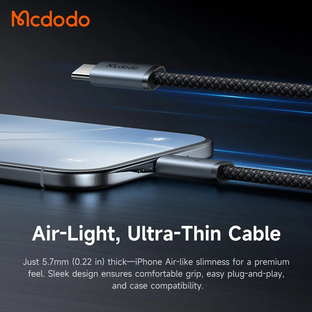 Mcdodo USB-C to USB-C Cable 240W Fast Charging Ultra-Thin Air (1.2m/1.8m) Braided Nylon Cable CA-708 Tech House Singapore