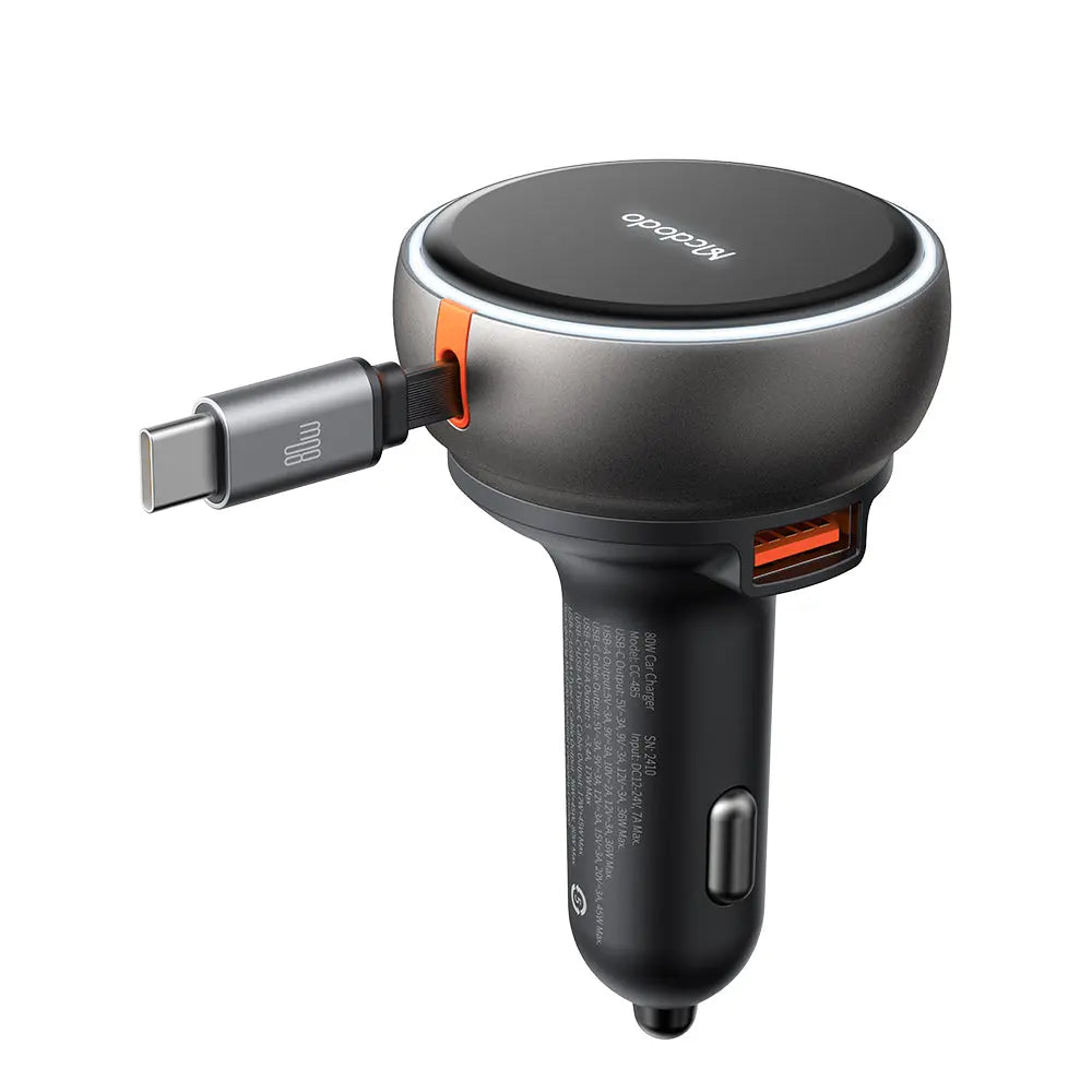 MCDODO Car Charger 80W Built-in 80cm C Cable CC-4850 Mcdodo Singapore