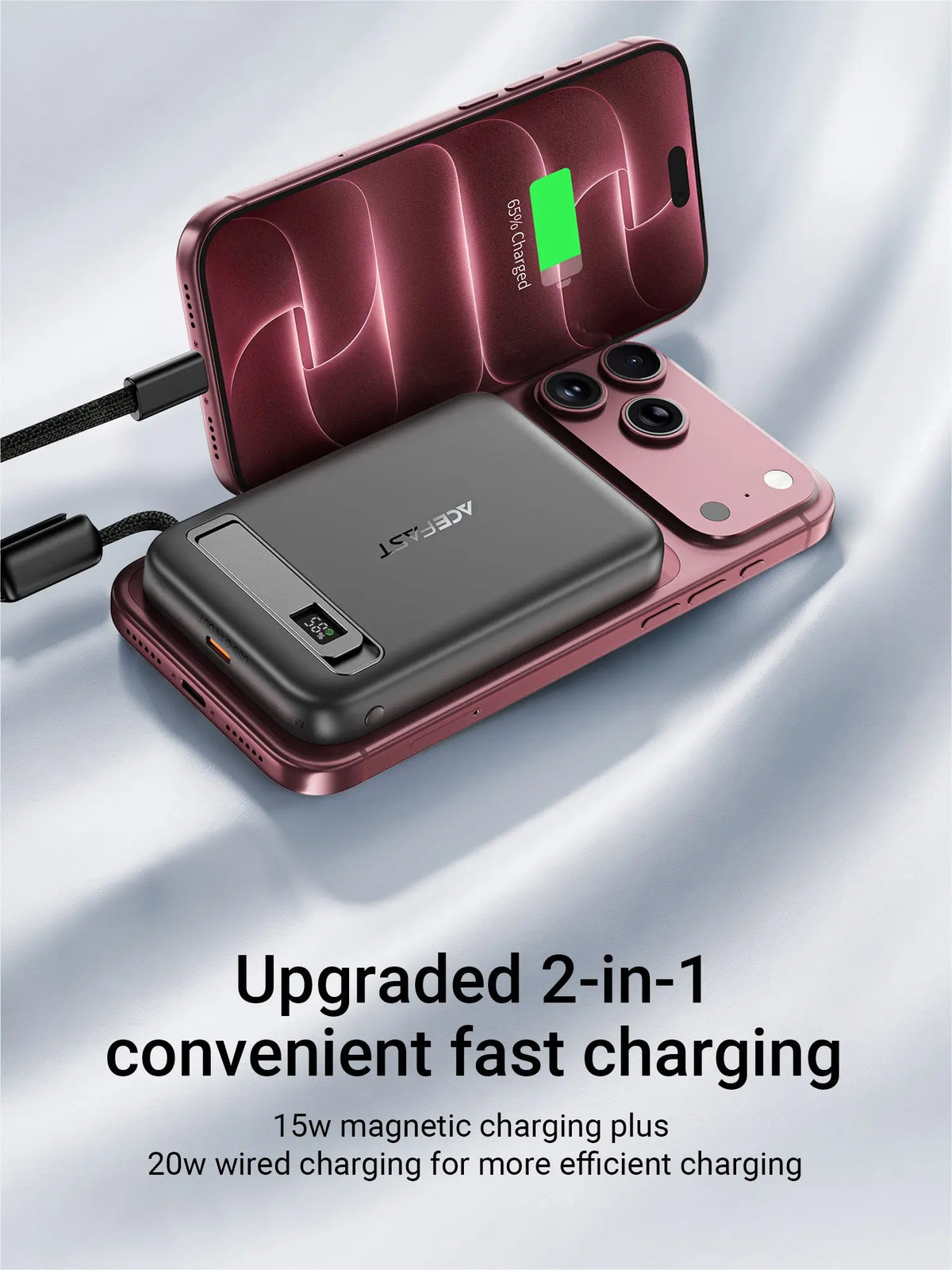 Acefast M45 5000mAh PD 20W Qi2 Magnetic Wireless Charging Power Bank with Cable [CCC Certified] Tech House Singapore