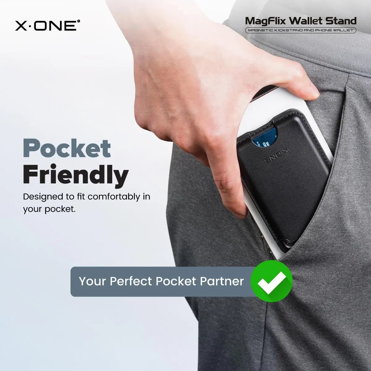 X-One Magflix Wallet Stand Magnetic Kickstand Phone Wallet | Made from Vegan Leather Tech House Singapore