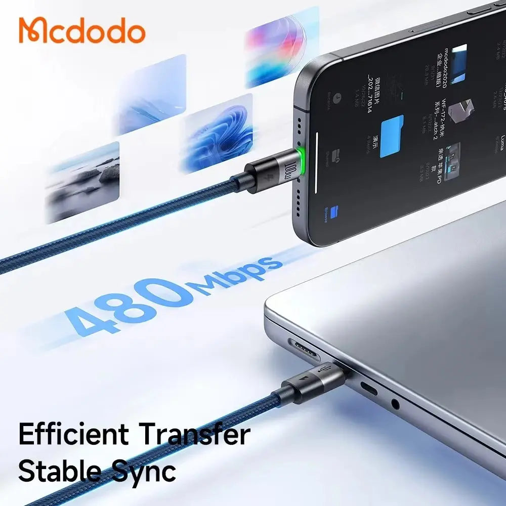 Mcdodo 2 in 1 100W USB-C to Dual USB-C Cable with LED 1.5m CA-674 Tech House Singapore