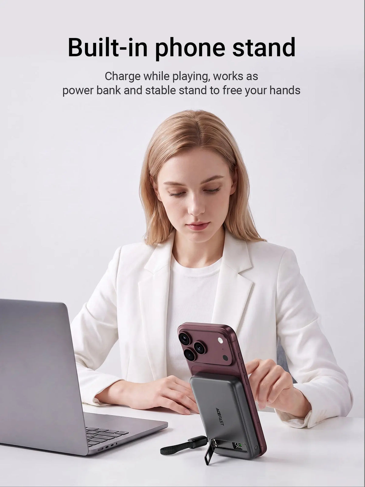 Acefast M45 5000mAh PD 20W Qi2 Magnetic Wireless Charging Power Bank with Cable [CCC Certified] Tech House Singapore