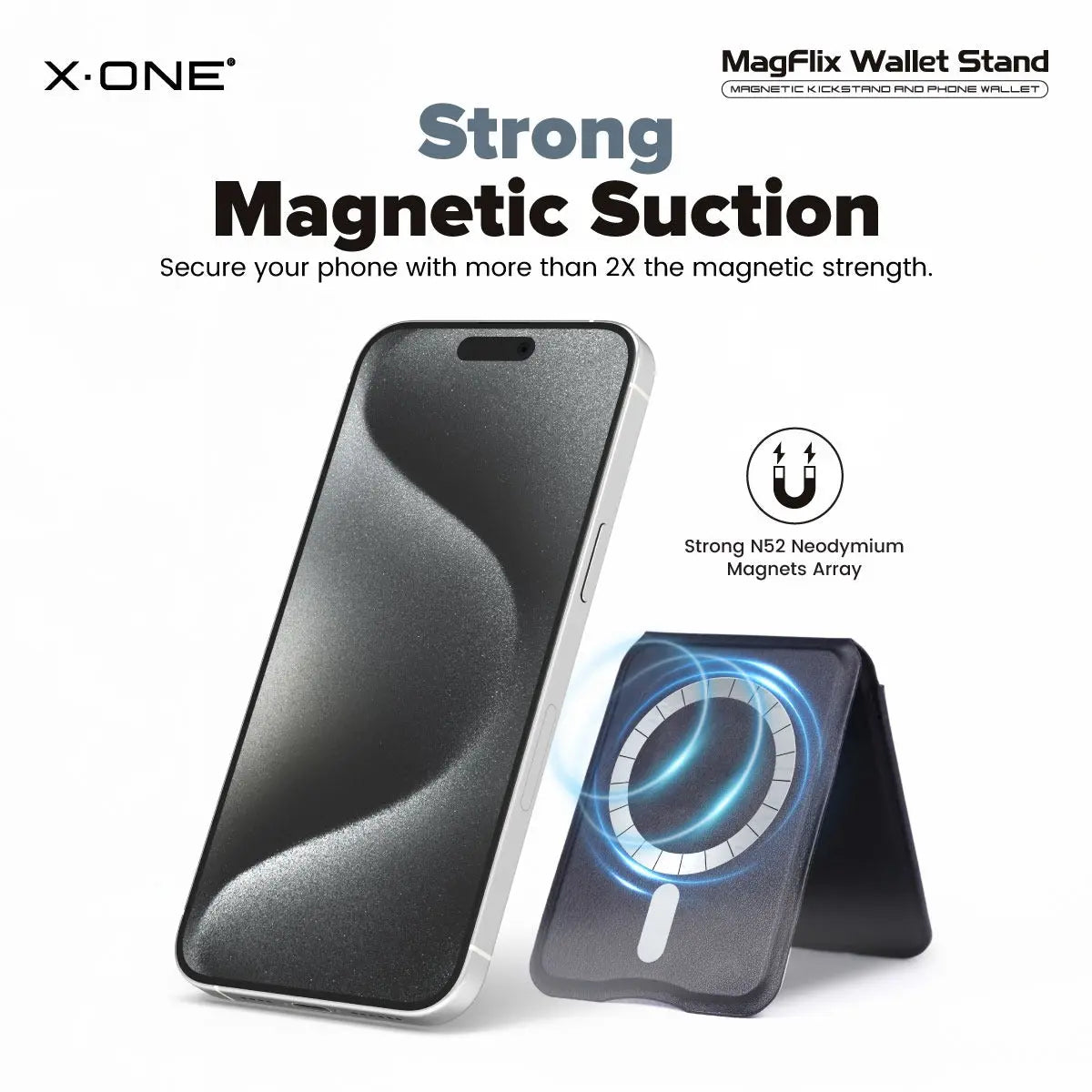 X-One Magflix Wallet Stand Magnetic Kickstand Phone Wallet | Made from Vegan Leather Tech House Singapore