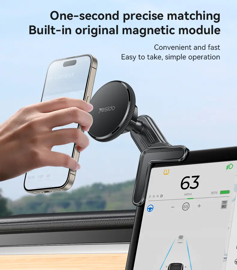 YESIDO Car Mount Magnetic Screen Corner Snap-On Phone Holder C213 Tech House Singapore