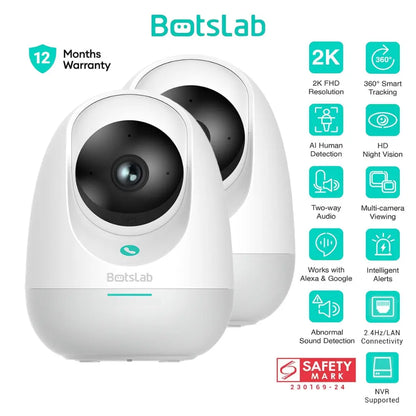 Botslab Indoor Cam 2E Pro, 2K Pan and Tilt CCTV Wireless Camera Botslab Singapore