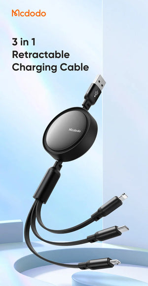 MCDODO Cable 3 in 1 Retract 1.2M CA-7256 Mcdodo Singapore