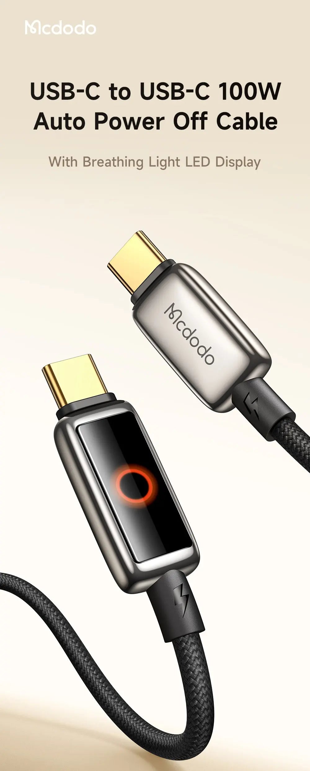 MCDODO Cable C to C Auto Power Off 100W 1.2M CA-6680 Mcdodo Singapore