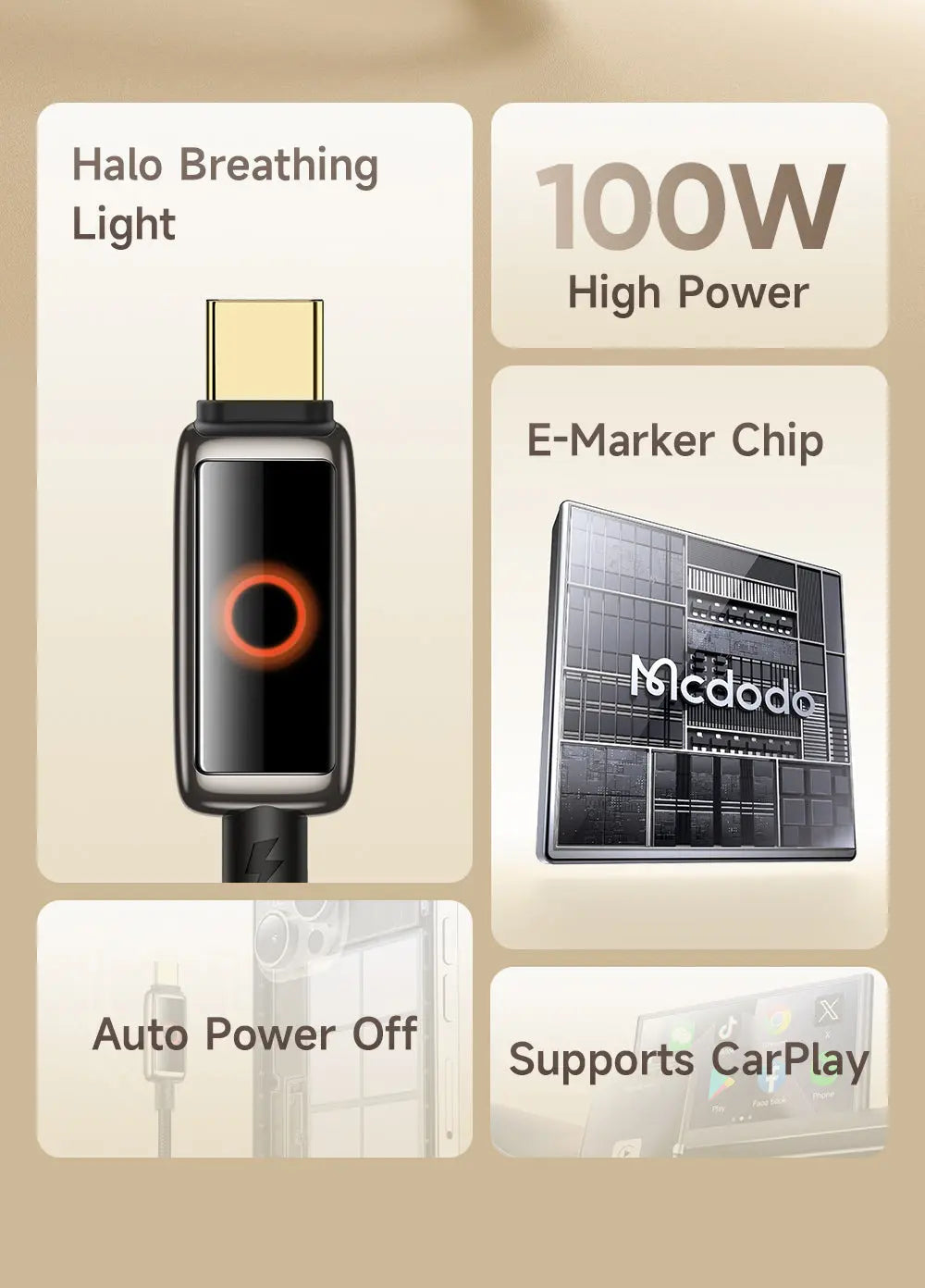 MCDODO Cable C to C Auto Power Off 100W 1.2M CA-6680 Mcdodo Singapore