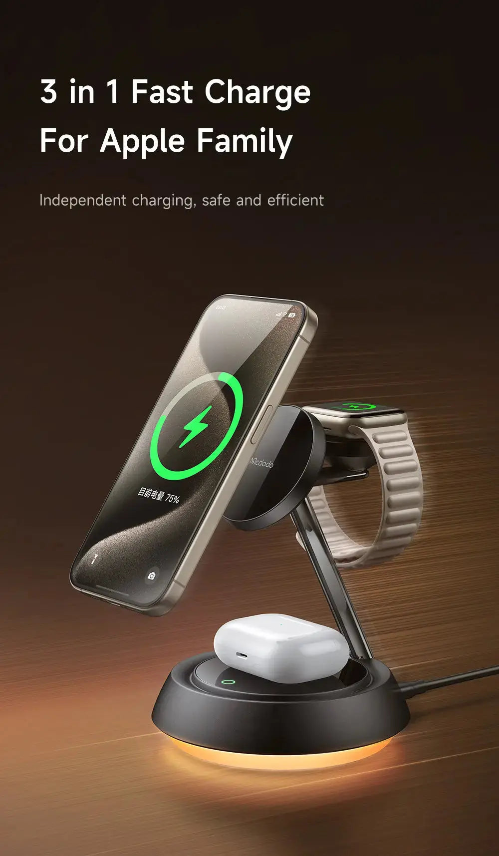 MCDODO Wireless Charger 3 in 1 Stand Magnetic CH-4952 Mcdodo Singapore