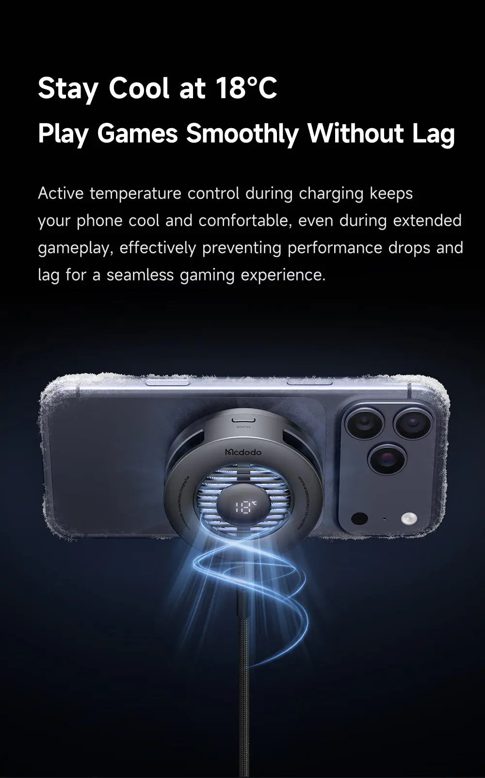 MCDODO Wireless Charger Cooled Qi2.2 Magnetic CH-8410 Tech House Singapore