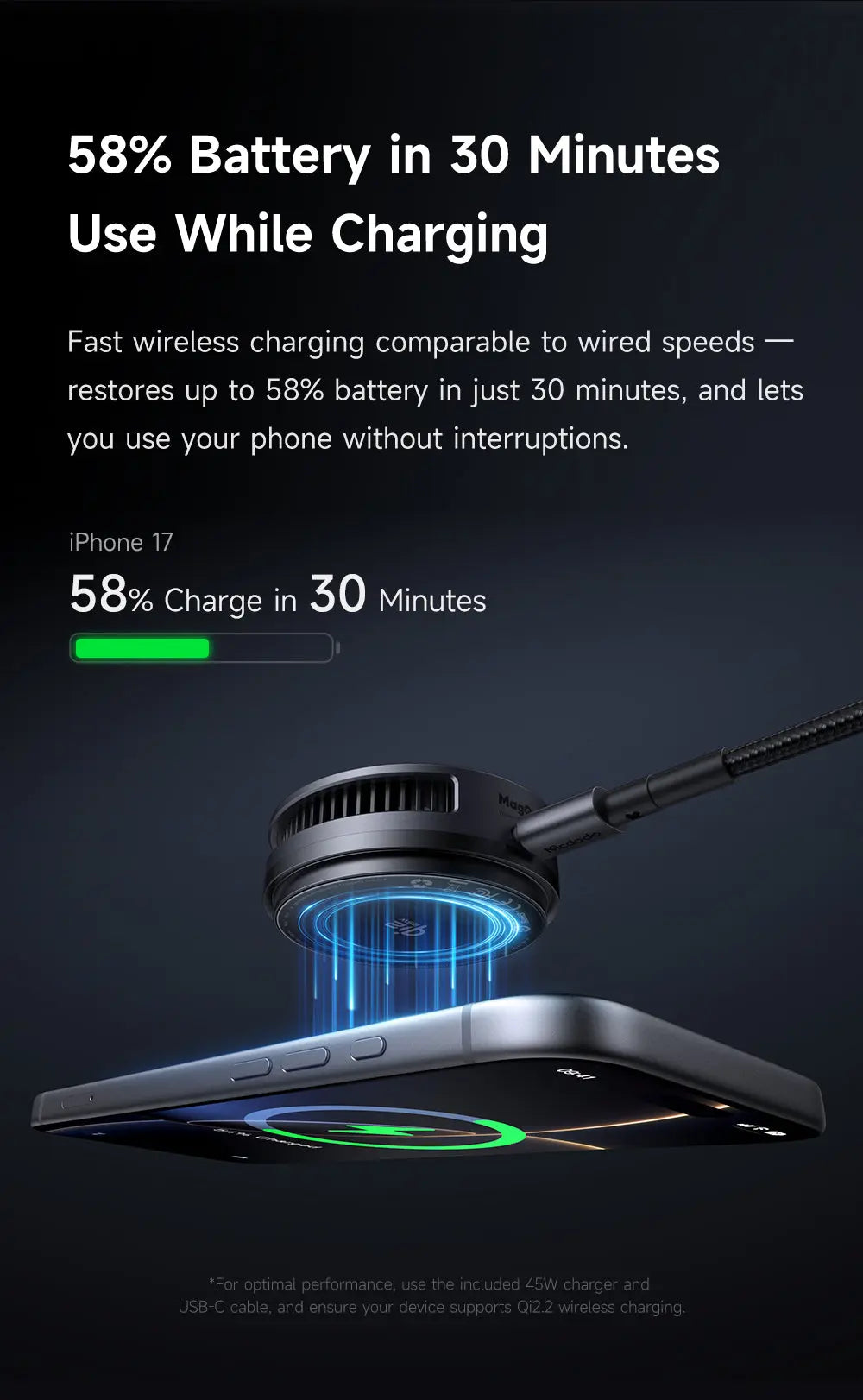 MCDODO Wireless Charger Cooled Qi2.2 Magnetic CH-8410 Tech House Singapore