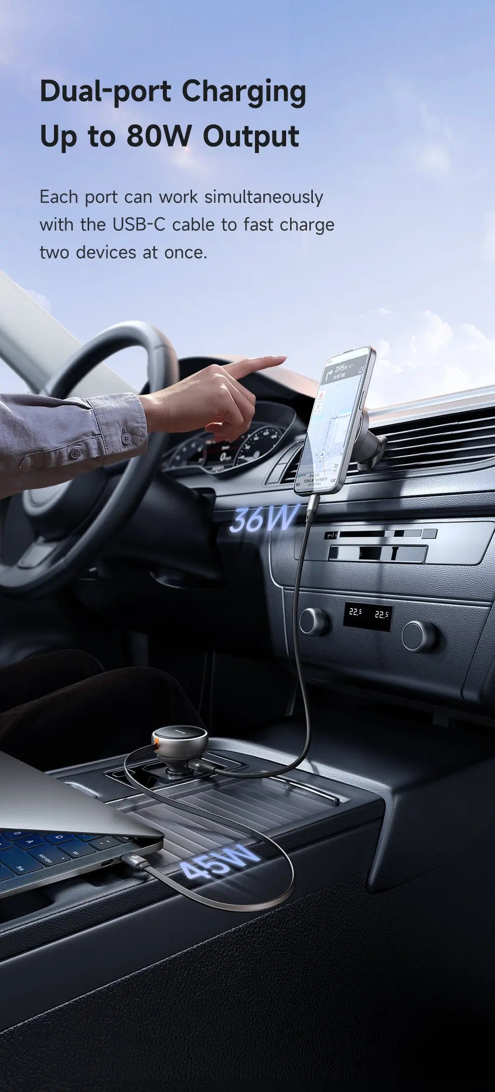 MCDODO Car Charger 80W Built-in 80cm C Cable CC-4850 Mcdodo Singapore