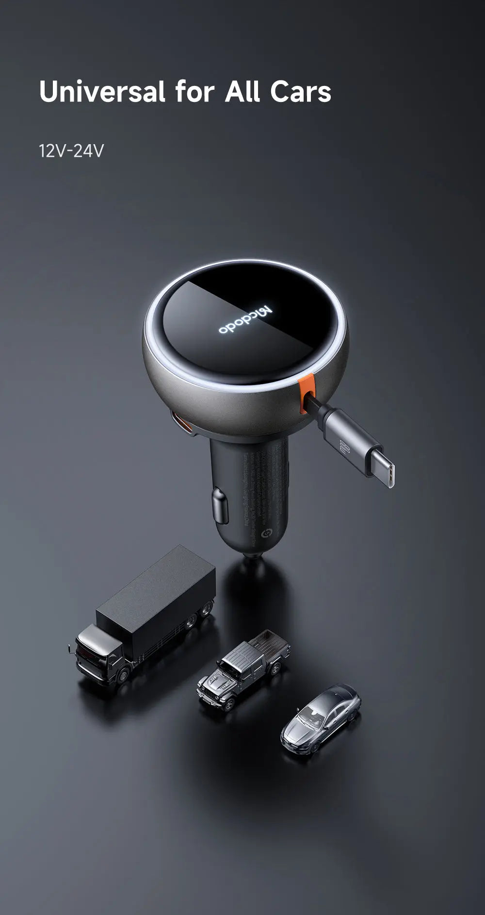 MCDODO Car Charger 80W Built-in 80cm C Cable CC-4850 Mcdodo Singapore