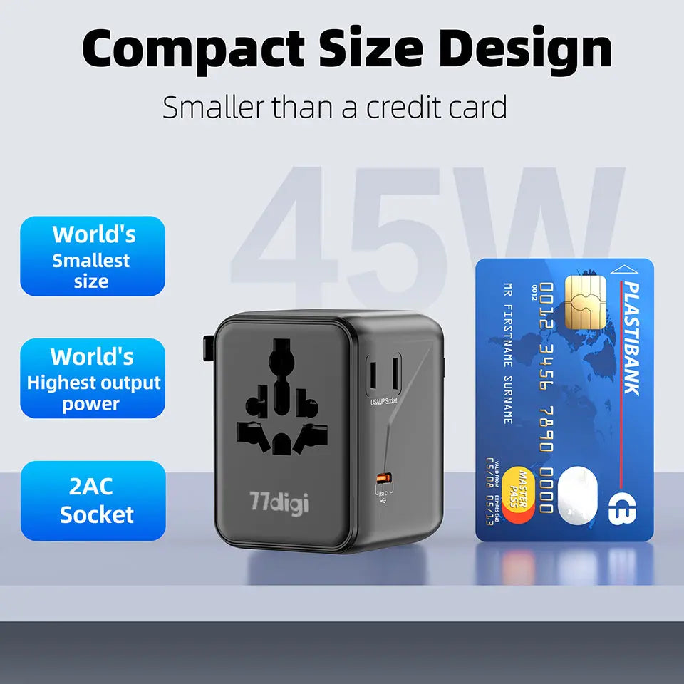 77digi 45W 3 Type-C + 2 USB A Travel Adapter - Tech House - Singapore