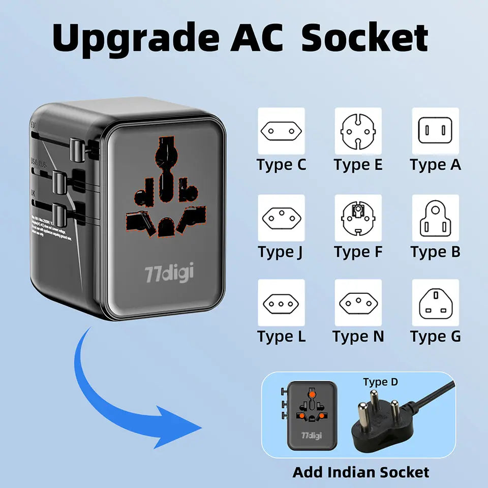 77digi 45W 3 Type-C + 2 USB A Travel Adapter - Tech House - Singapore
