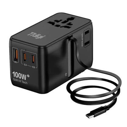 77digi 100W 3 Type-C + 2 USB Travel Adapter with Cable - Tech House - Singapore