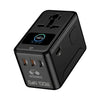 OLLOES GaN 100W Universal Travel Adapter with Smart Digital Display 3 x USB-C 1 x USB-A Fast Charging - Black