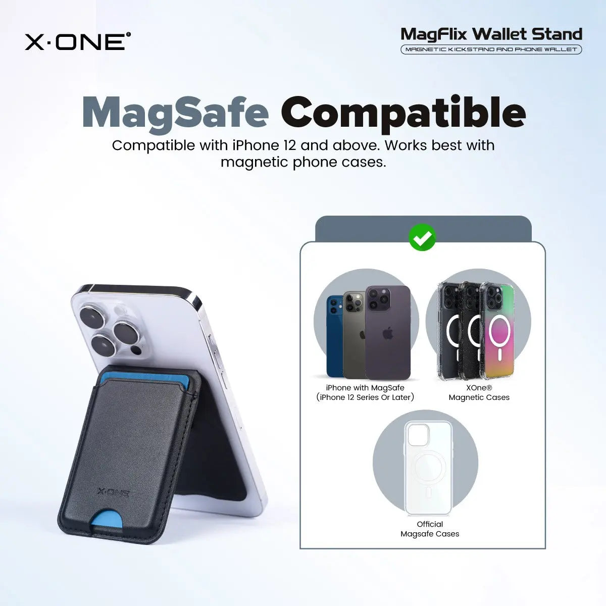 X-One Magflix Wallet Stand Magnetic Kickstand Phone Wallet | Made from Vegan Leather Tech House Singapore