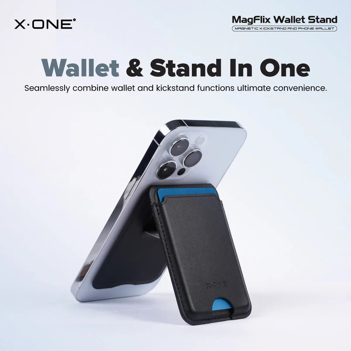 X-One Magflix Wallet Stand Magnetic Kickstand Phone Wallet | Made from Vegan Leather Tech House Singapore