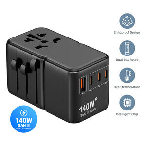 77digi 140W GaN PD 3.1  Travel Adapter 1 USB 3 Type C Travel Adapter 77digi