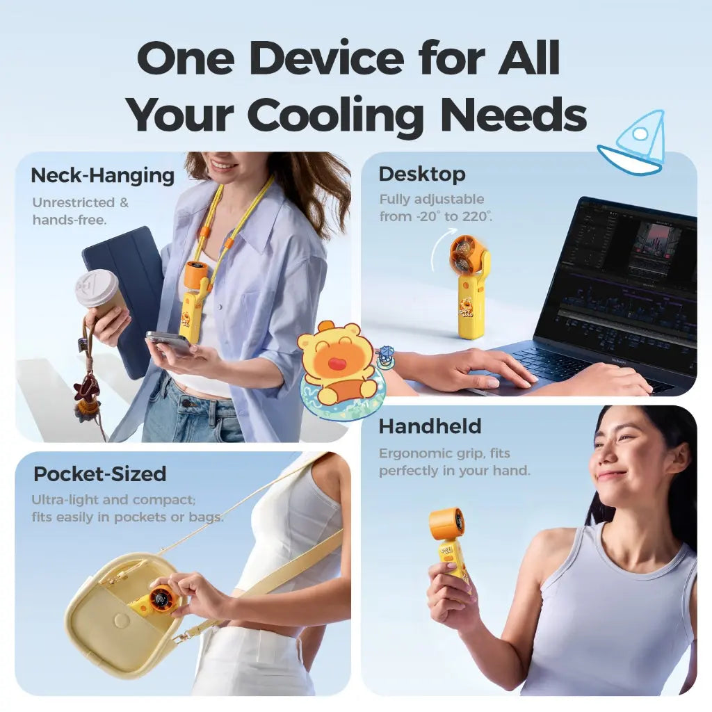 Aecooly x CapyLulu Portable Handheld Fan Air Gimbal Portable Mini Desk Fan Portable Mini Neck Fan Tech House Singapore