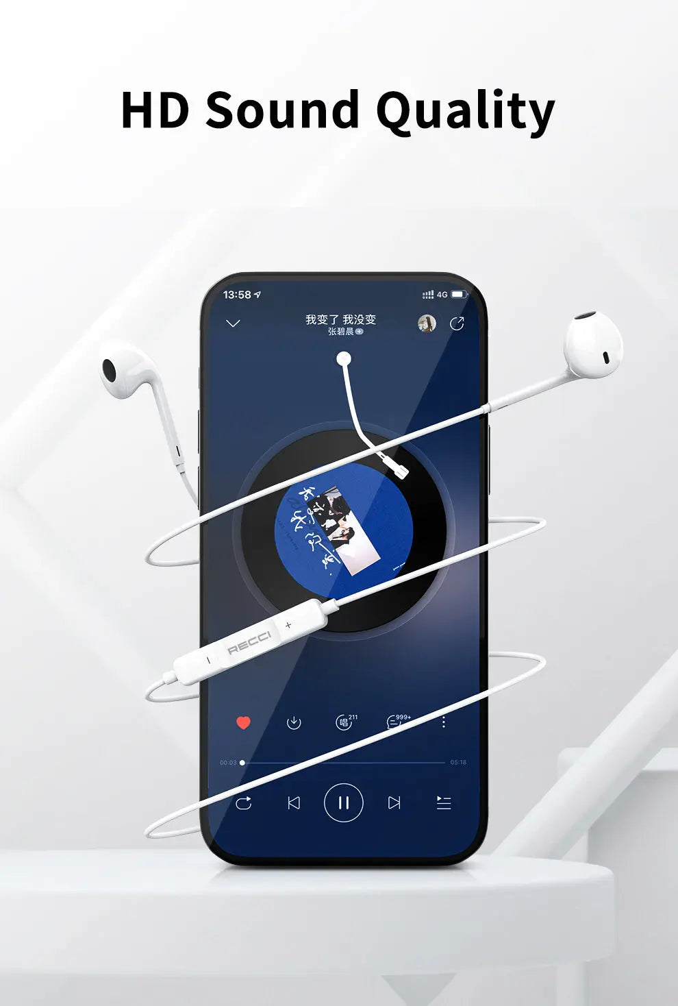 Recci USB C Wired Earpiece REP-L27 Tech House Singapore