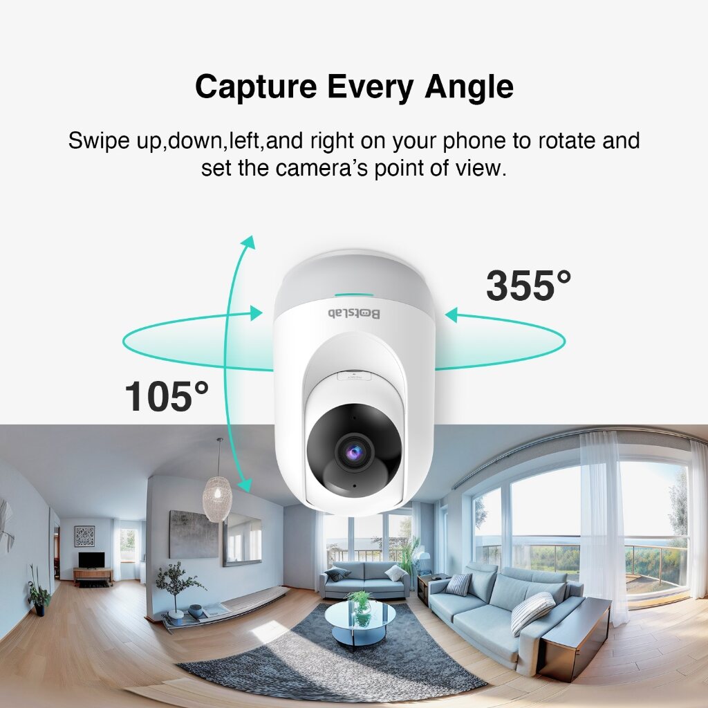 Botslab Indoor Cam2, 2K Pan and Tilt CCTV Wireless Home Camera Botslab