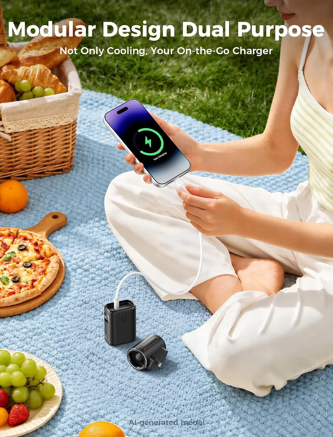Aecooly Mini Portable Fan with Power Bank Detachable Modular Powerful Handheld Fan, 36ft/s High Speed 8.5H Mini Fan Tech House Singapore