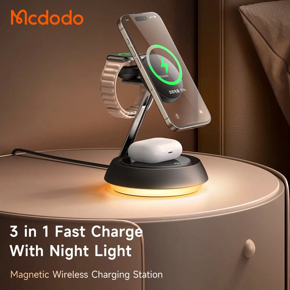 Mcdodo 3-in-1 Magnetic Wireless Charging Stand with Night Light CH-4952 Mcdodo Singapore