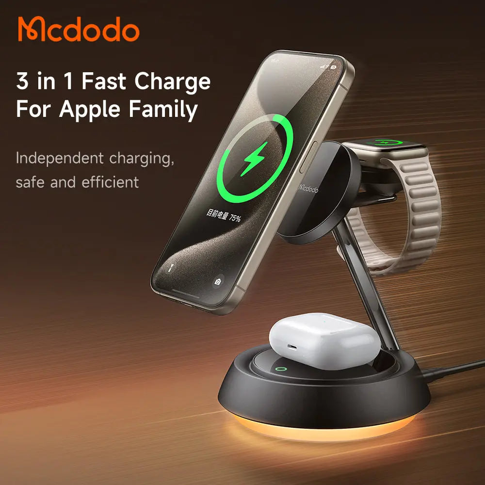 Mcdodo 3-in-1 Magnetic Wireless Charging Stand with Night Light CH-4952 Mcdodo Singapore