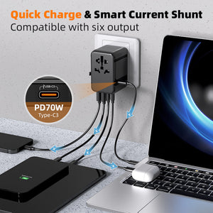 77digi 70W 3 Type-C + 2 USB All-in One Travel Adapter 77digi