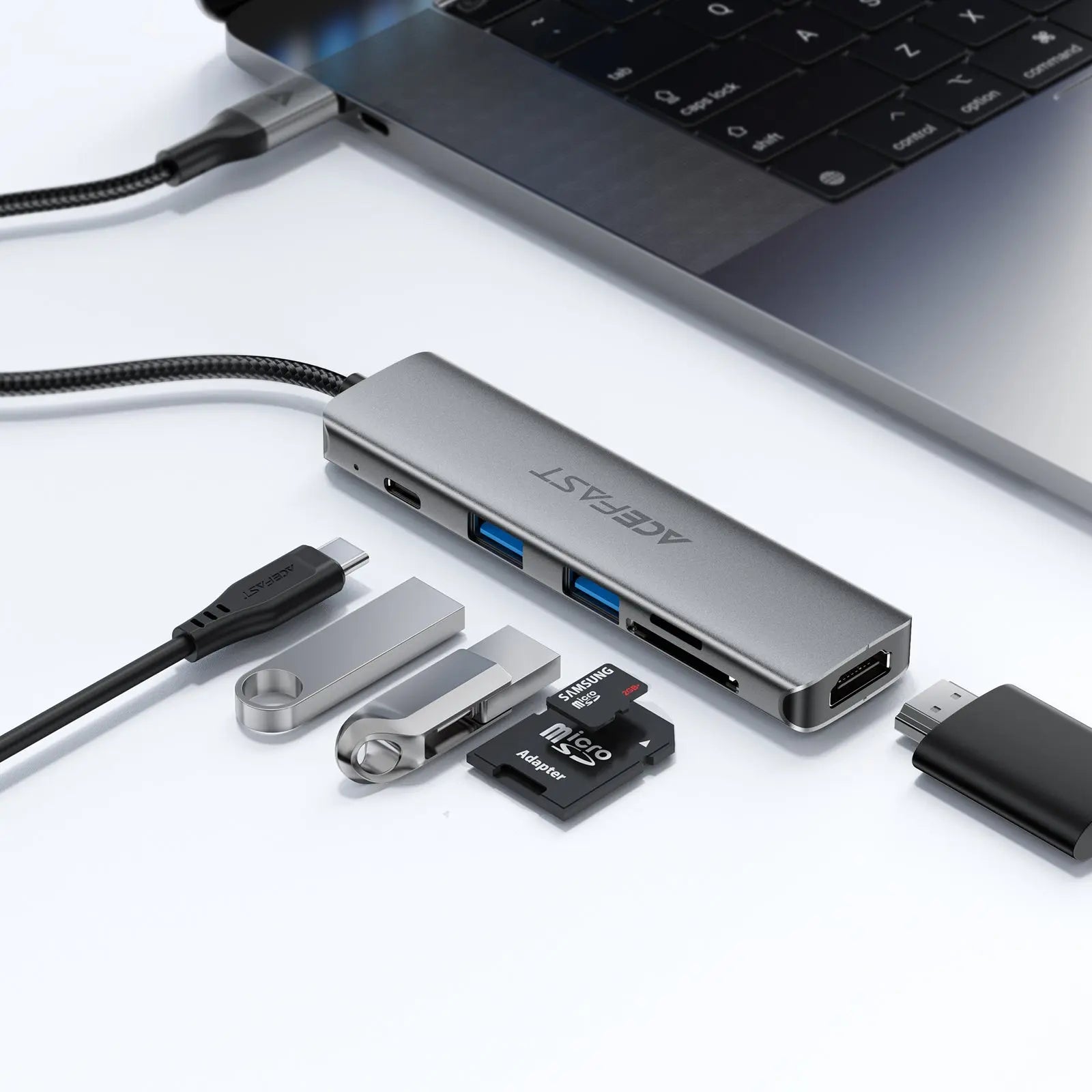 Acefast J18 6-in-1 USB-C Hub 4K 60Hz HDMI PD 90W Fast Charging Docking Station SD/TF Card Reader Multi-Port Hub Tech House Singapore