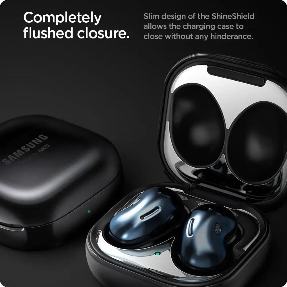 Spigen [2 Pack] Galaxy Buds Live Shine Shield Metal Silver Sticker Spigen