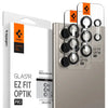 Spigen [2 Pack] Galaxy S24 Ultra Camera Lens Protector EZ Fit Optik Pro - Black