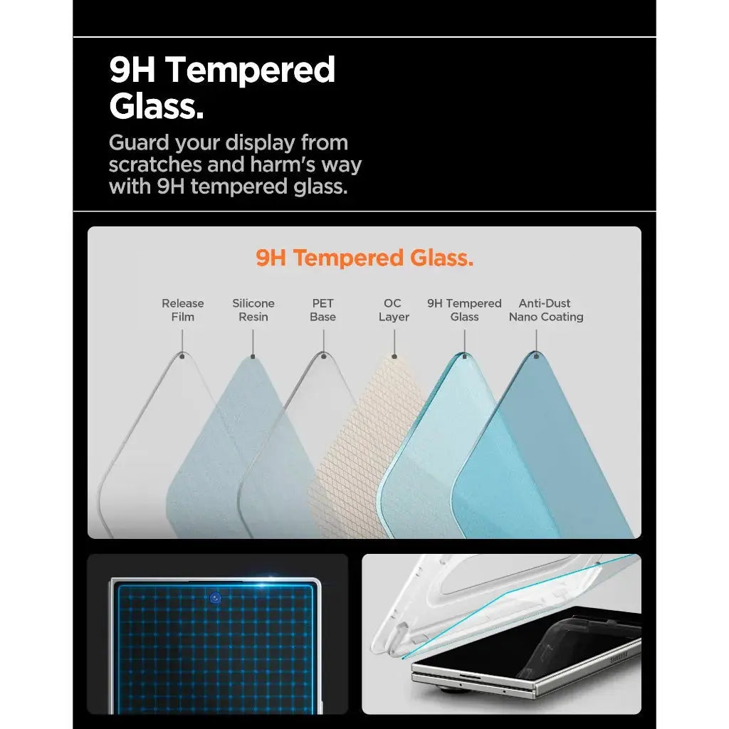 [2 Pack] Galaxy Z Fold 7 Tempered Glass Glas.tR EZ Fit Pro HD Spigen Singapore Singapore