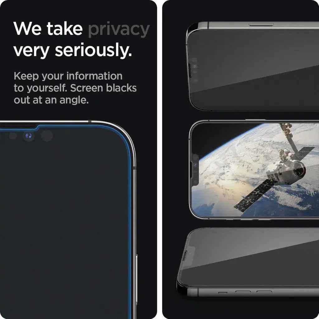 [2 Pack] Spigen iPhone 16e (2025)/ iPhone 14/13 Pro/13 Privacy Tempered Glass Glas.tR EZ Fit - Tech House - Singapore