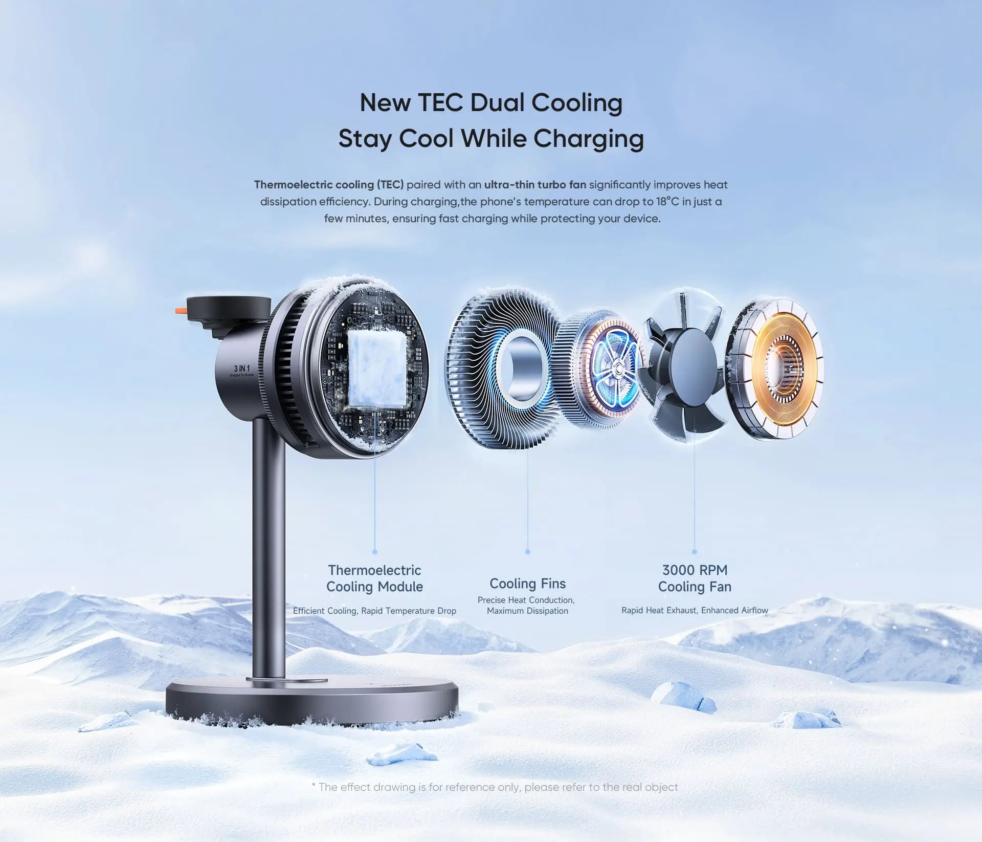 MCDODO Wireless Charger Cooled Qi2.2 3 in 1 Stand Magnetic CH-6170 Mcdodo Singapore