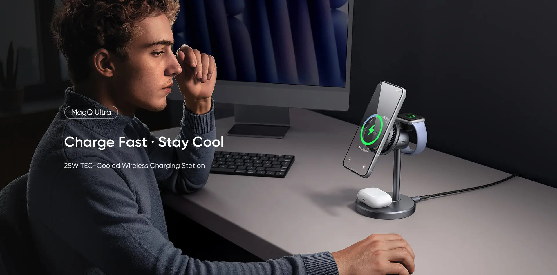 MCDODO Wireless Charger Cooled Qi2.2 3 in 1 Stand Magnetic CH-6170 Mcdodo Singapore
