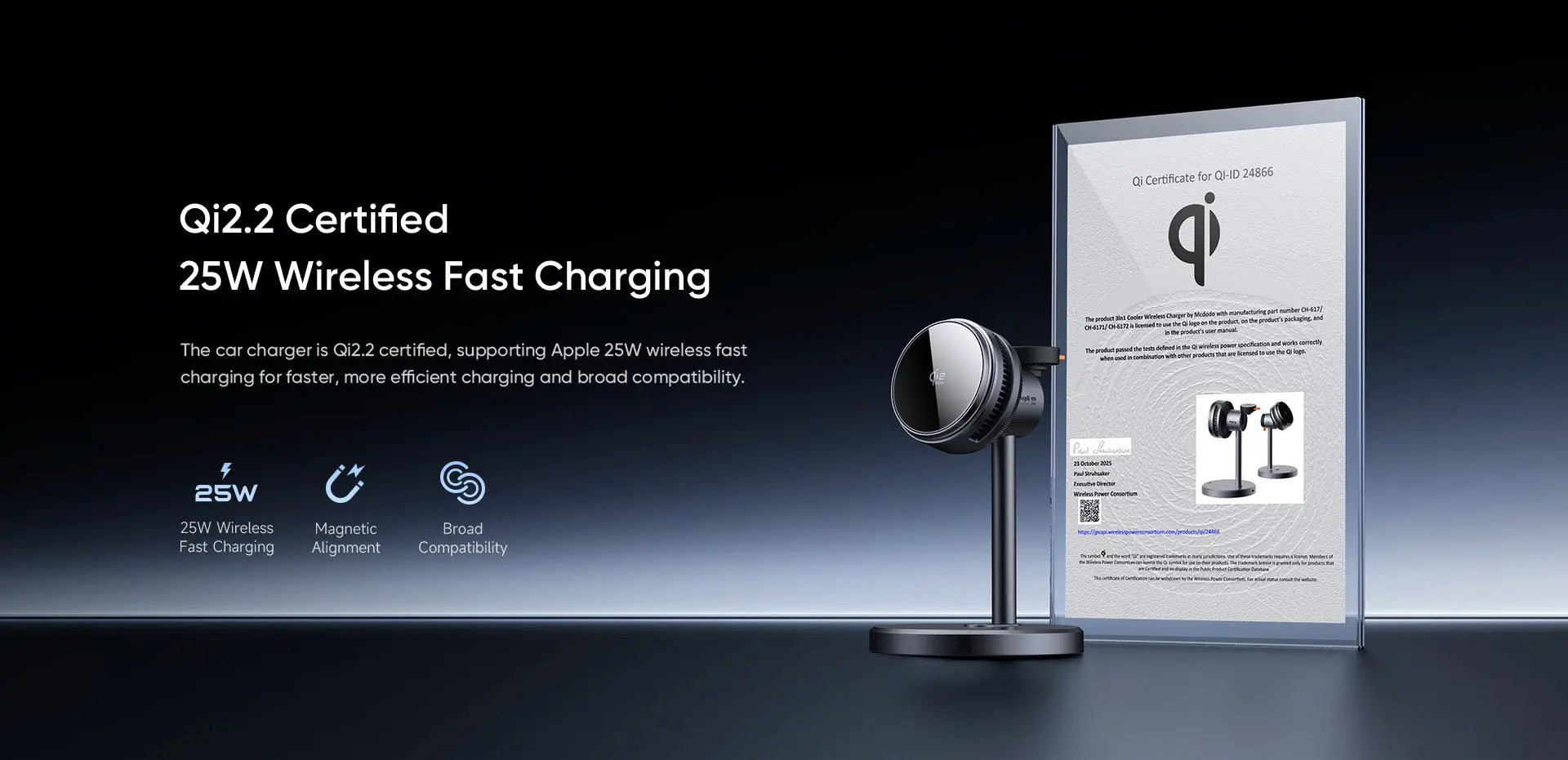 MCDODO Wireless Charger Cooled Qi2.2 3 in 1 Stand Magnetic CH-6170 Mcdodo Singapore