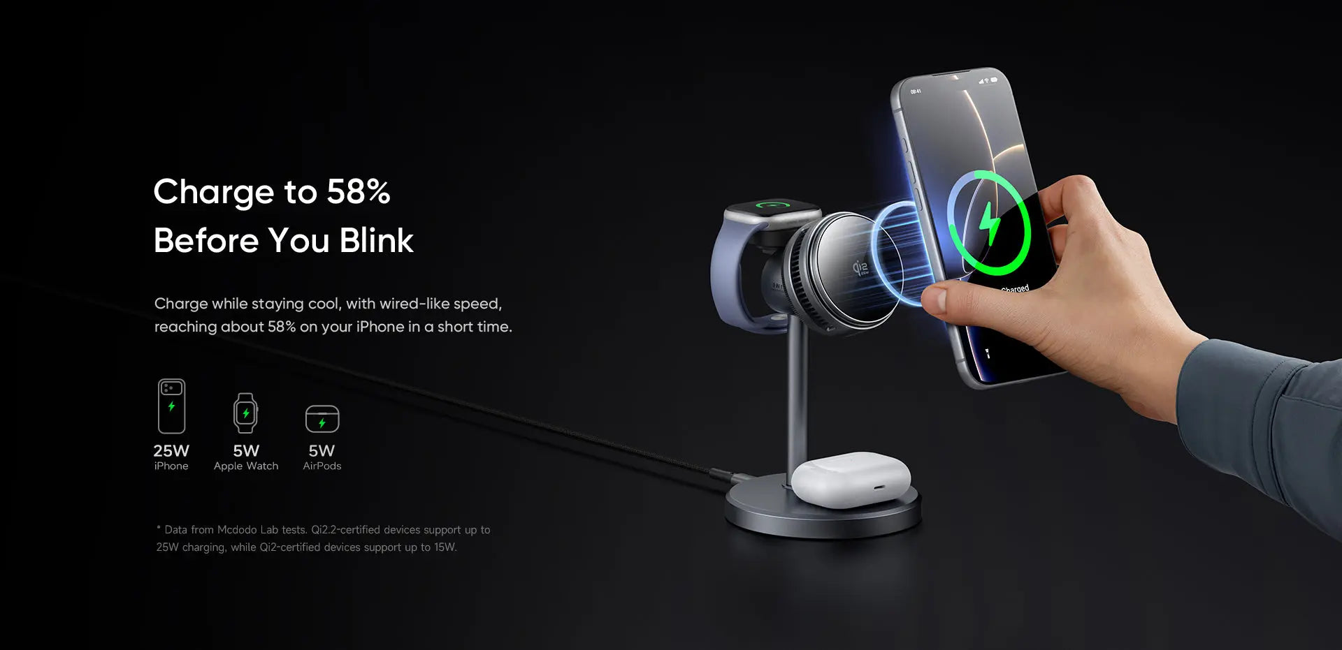 MCDODO Wireless Charger Cooled Qi2.2 3 in 1 Stand Magnetic CH-6170 Mcdodo Singapore