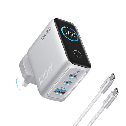 Anker 100W PD Fast Charging 3-Port GaN USB C Charger B121B Tech House Singapore