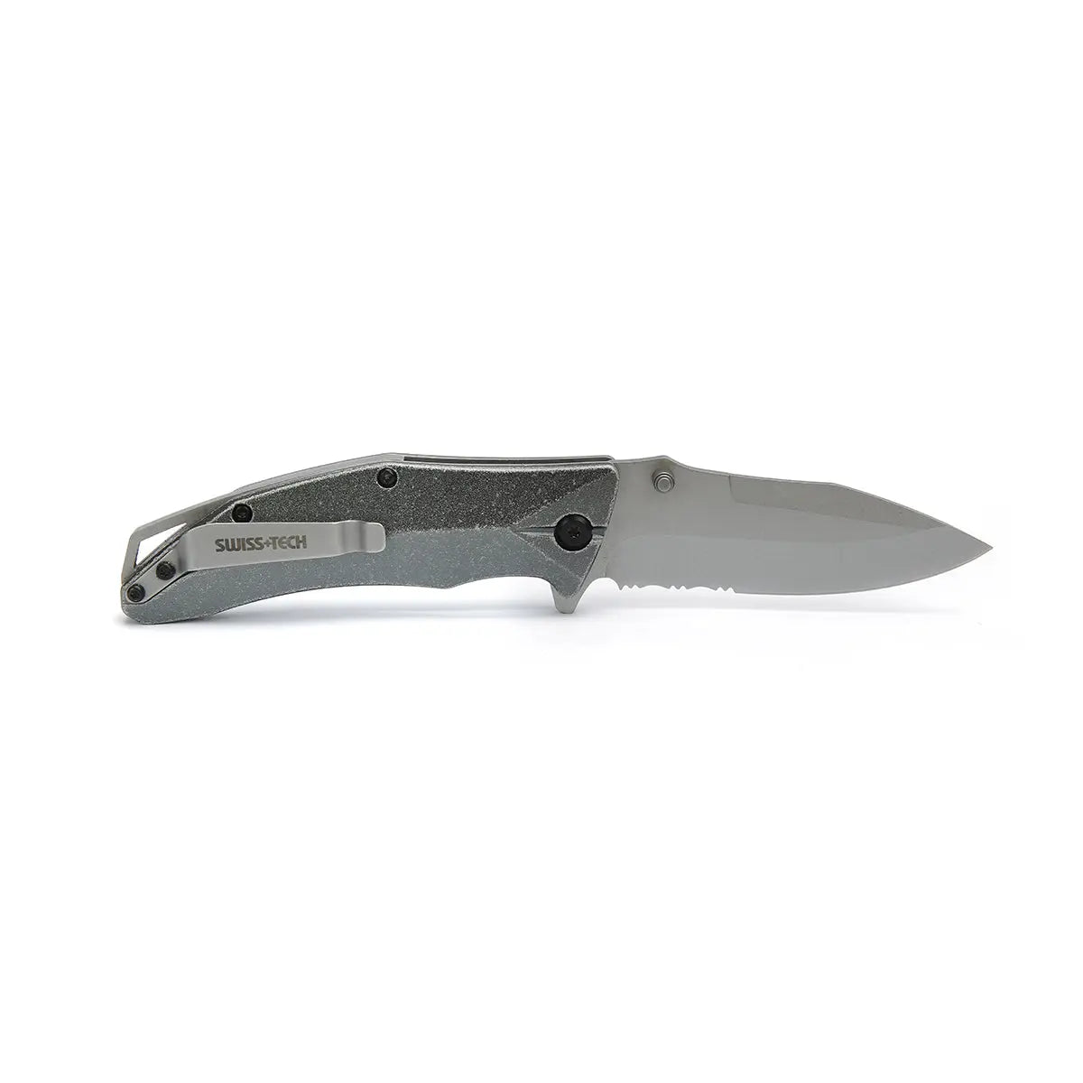 Swiss+Tech Aluminum Serrated Folding Knife ST014005 Tech House Singapore