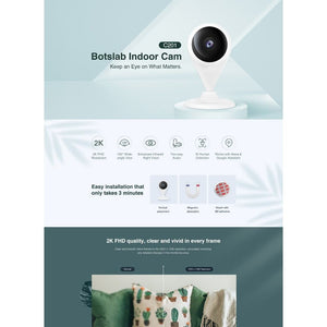 Botslab Indoor Cam 2K, 130° Wide Angle View CCTV Wireless Camera Botslab