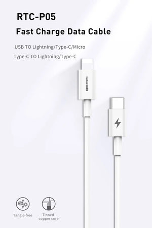 Recci USB C to Lightning 1.5M PD 60W 5A Cable RTC-P05CL Tech House Singapore