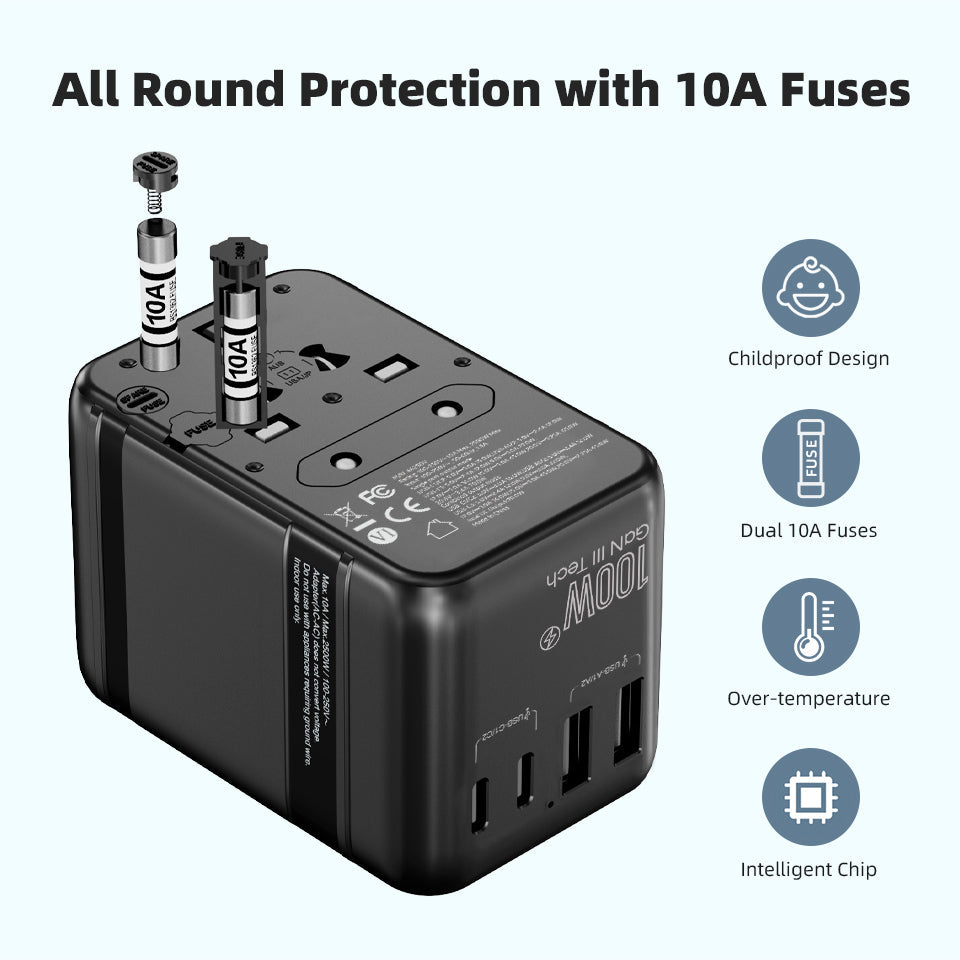 77digi 100W 3 Type-C + 2 USB All-in One Travel Adapter 77digi