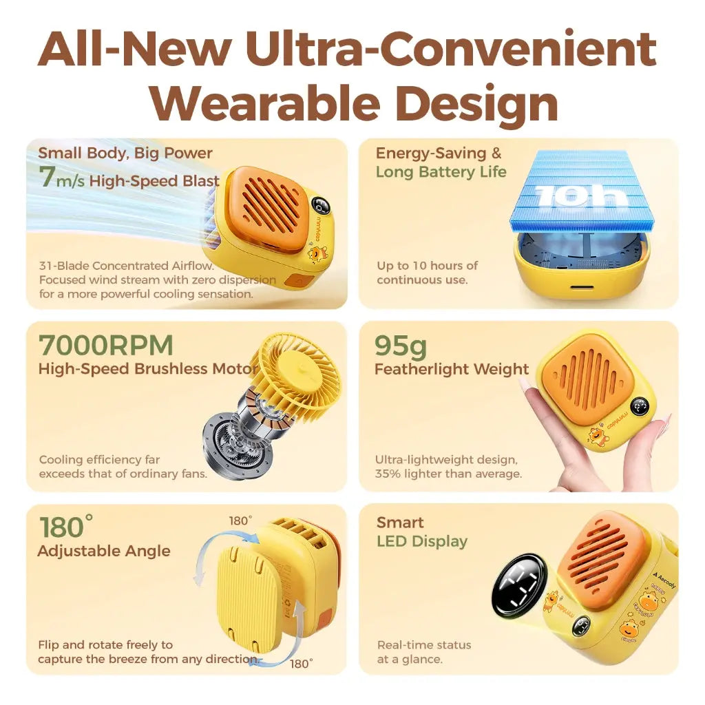 Aecooly x CapyLulu Portable Handheld Fan Air Gimbal Portable Mini Desk Fan Portable Mini Neck Fan Tech House Singapore