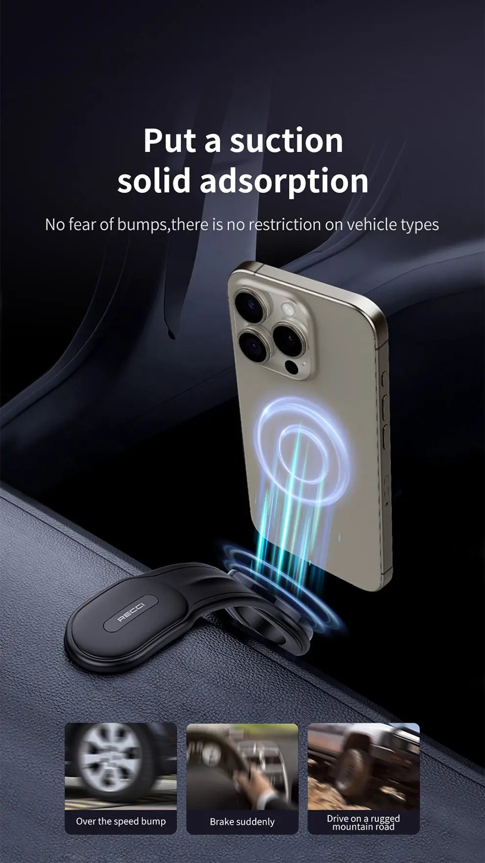 Recci Magnetic Foldable Car Holder RHO-C40 Tech House Singapore