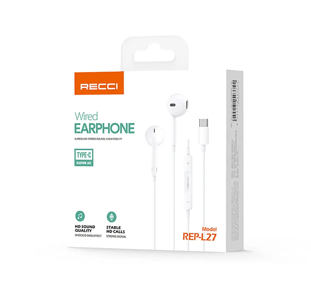 Recci USB C Wired Earpiece REP-L27 Tech House Singapore